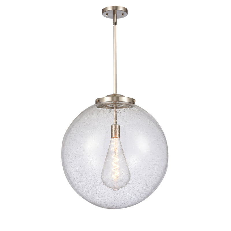 Beacon Pendant shown in the Brushed Satin Nickel finish with a Seedy shade