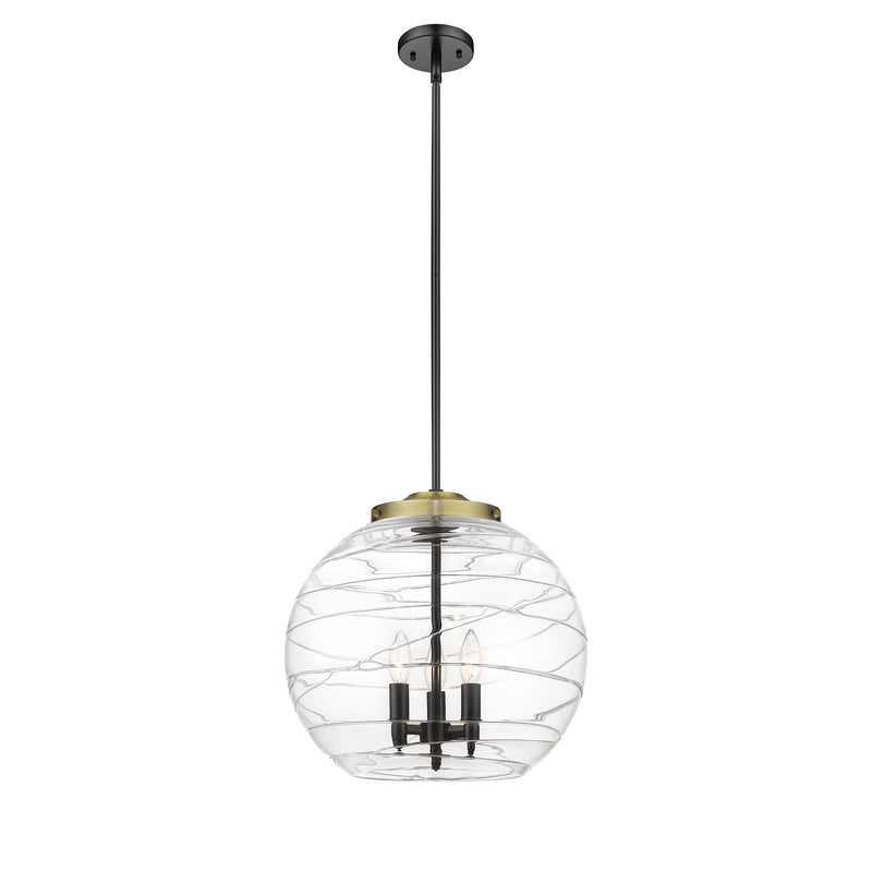 Deco Swirl Pendant shown in the Black Antique Brass finish with a Clear shade