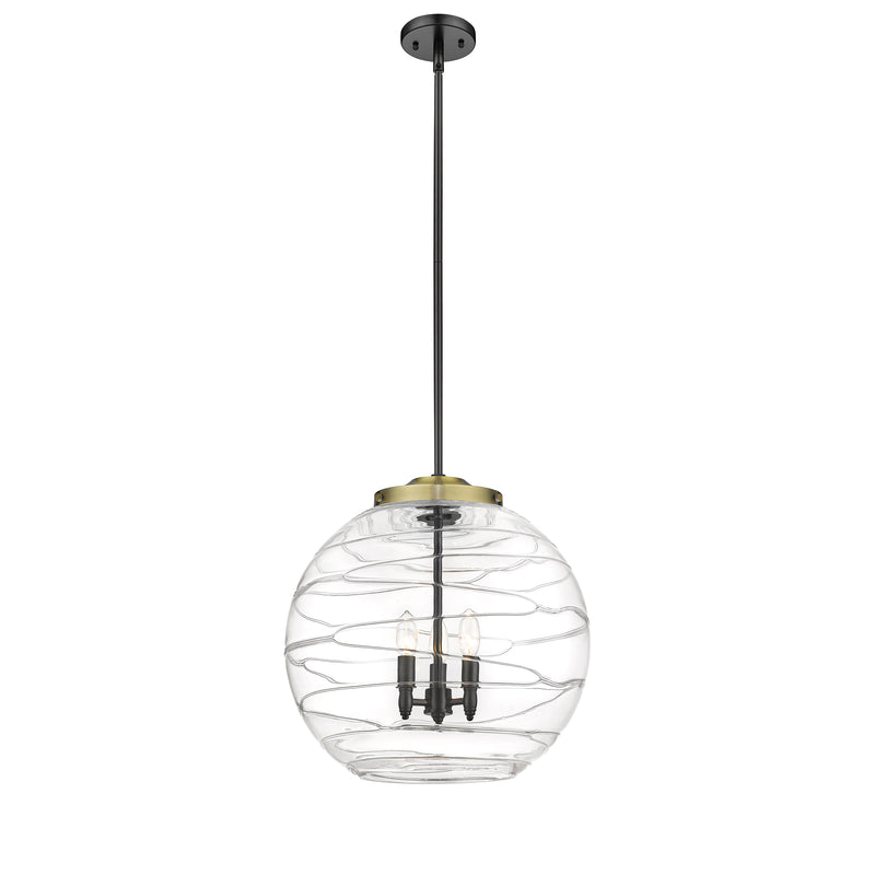 Deco Swirl Pendant shown in the Black Antique Brass finish with a Clear shade