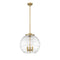 Deco Swirl Pendant shown in the Brushed Brass finish with a Clear shade