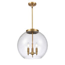 Athens Pendant shown in the Brushed Brass finish with a Seedy shade