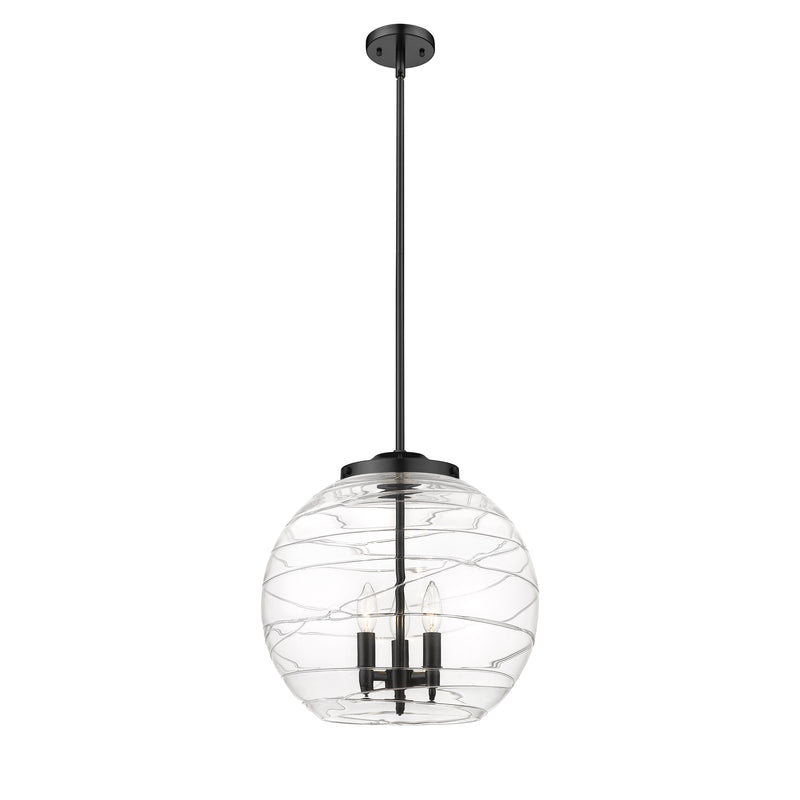 Deco Swirl Pendant shown in the Matte Black finish with a Clear shade