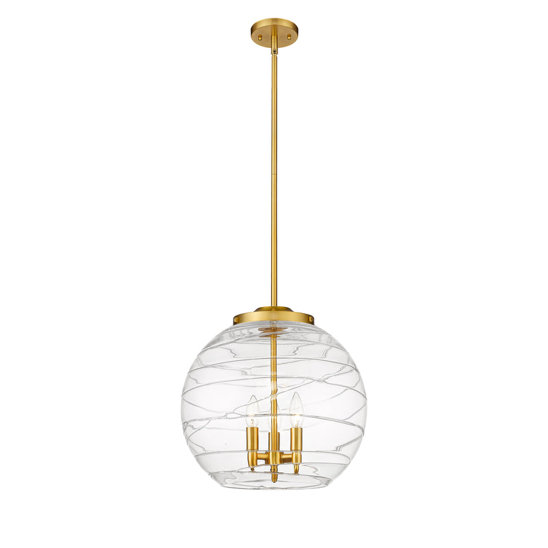 Deco Swirl Pendant shown in the Satin Gold finish with a Clear shade