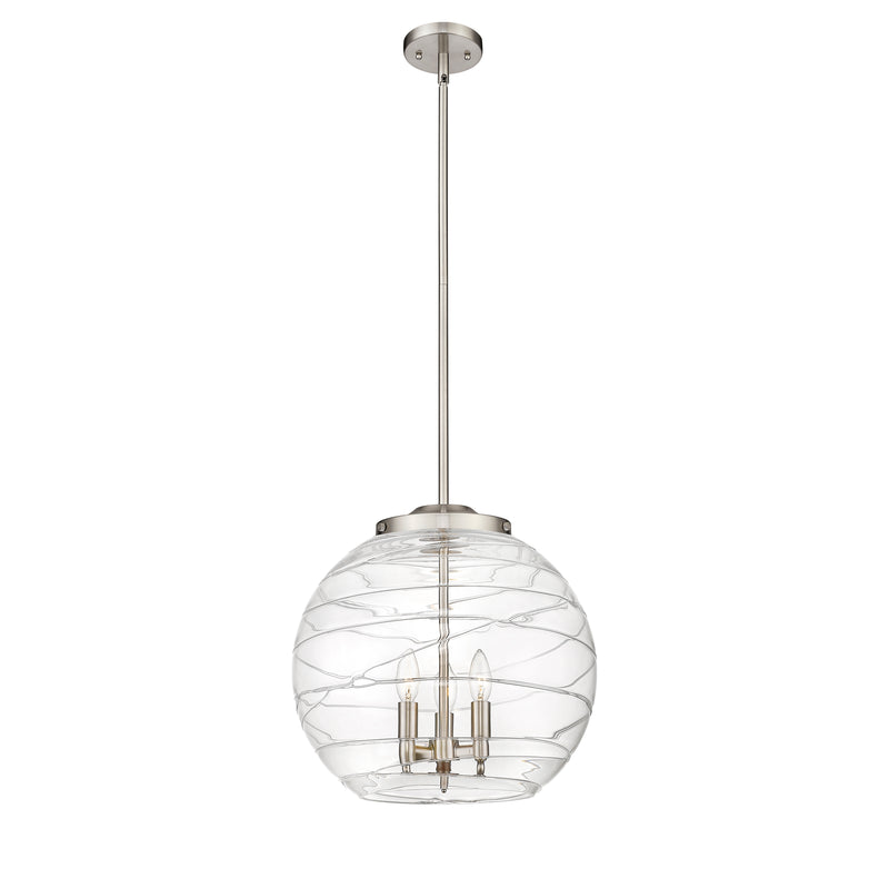 Deco Swirl Pendant shown in the Brushed Satin Nickel finish with a Clear shade