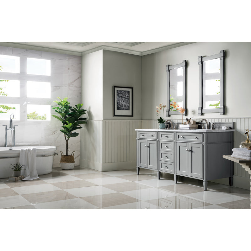 James Martin Brittany 72" Urban Gray Double Vanity with 3 cm Carrara Marble Top 650-V72-UGR-3CAR