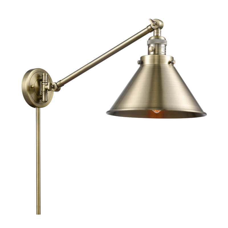 Briarcliff Swing Arm shown in the Antique Brass finish with a Antique Brass shade