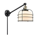 Bell Cage Swing Arm shown in the Black Antique Brass finish with a Matte White shade