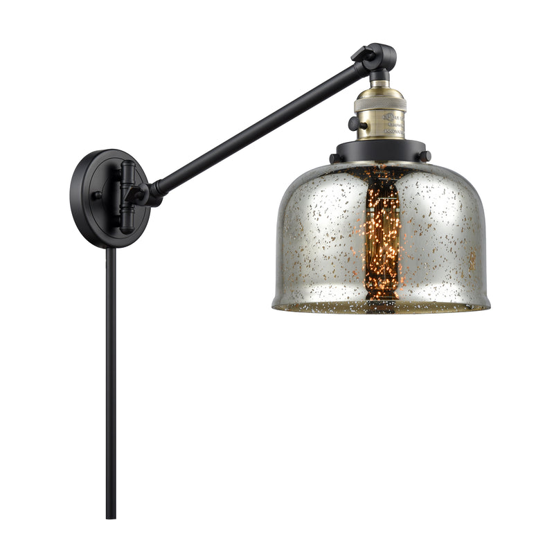 Bell Swing Arm shown in the Black Antique Brass finish with a Silver Plated Mercury shade