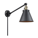 Appalachian Swing Arm shown in the Black Antique Brass finish with a Matte Black shade