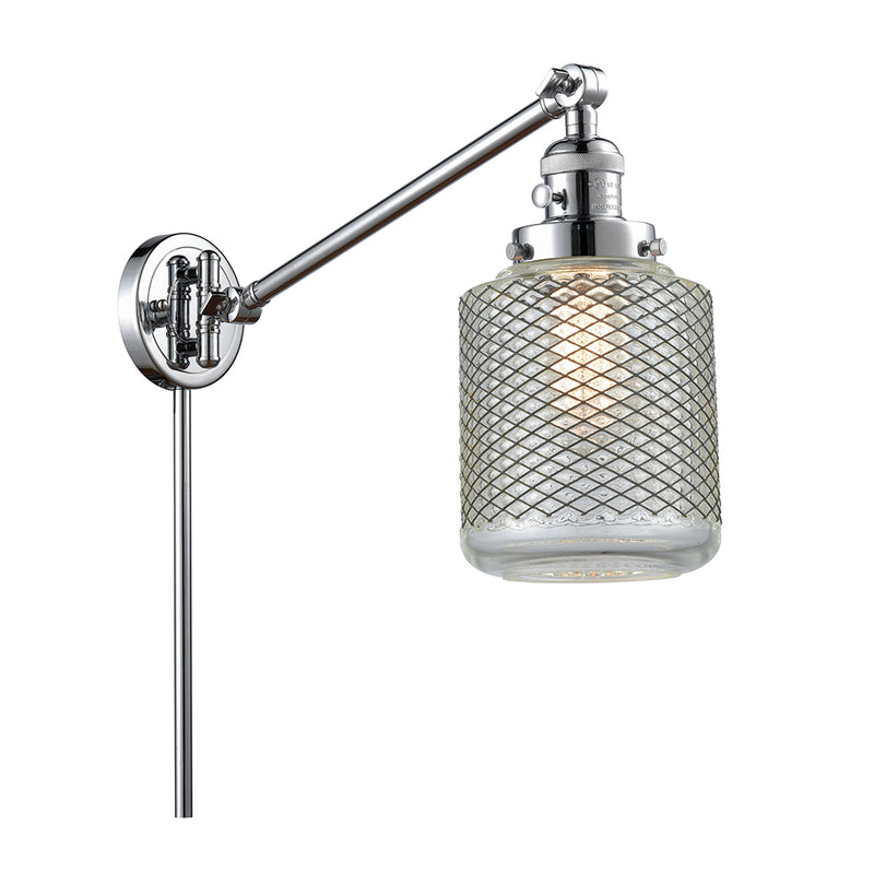 Stanton Swing Arm shown in the Polished Chrome finish with a Clear Wire Mesh shade