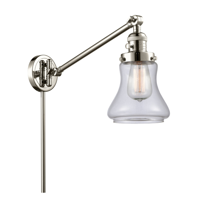 Bellmont Swing Arm shown in the Polished Nickel finish with a Clear shade