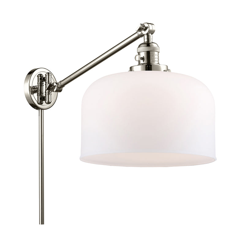 Bell Swing Arm shown in the Polished Nickel finish with a Matte White shade