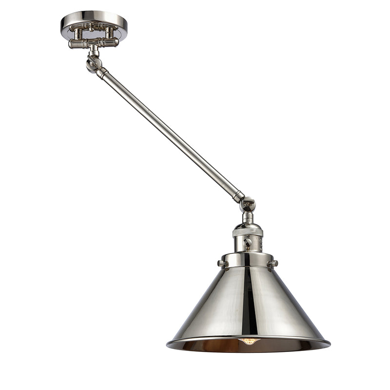 Innovations Lighting Briarcliff 1 Light 10" Swing Arm with Switch 237-PN-M10-PN-LED