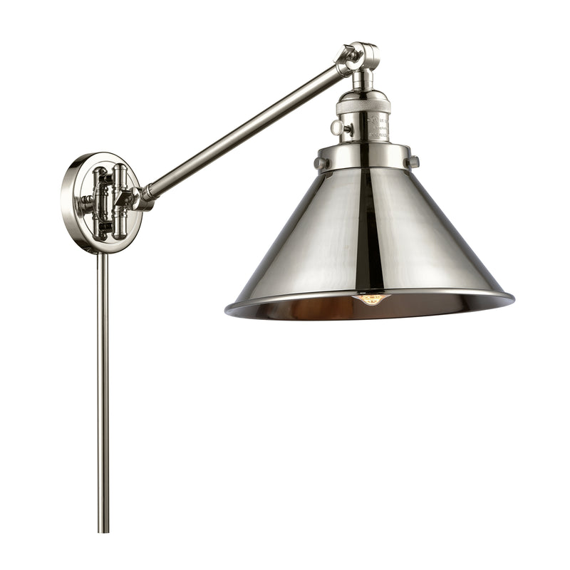 Briarcliff Swing Arm shown in the Polished Nickel finish with a Polished Nickel shade