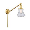 Bellmont Swing Arm shown in the Satin Gold finish with a Seedy shade