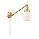 Bell Swing Arm shown in the Satin Gold finish with a Matte White shade