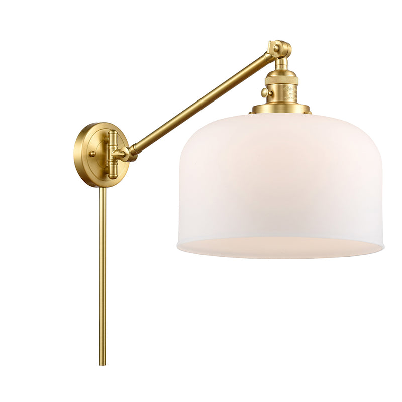 Bell Swing Arm shown in the Satin Gold finish with a Matte White shade