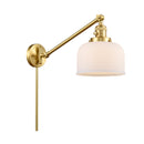 Bell Swing Arm shown in the Satin Gold finish with a Matte White shade