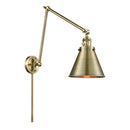 Appalachian Swing Arm shown in the Antique Brass finish with a Antique Brass shade