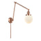 Beacon Swing Arm shown in the Antique Copper finish with a Matte White shade