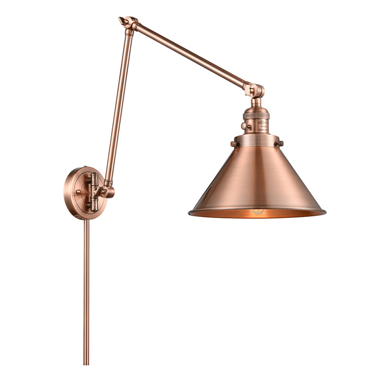 Briarcliff Swing Arm shown in the Antique Copper finish with a Antique Copper shade