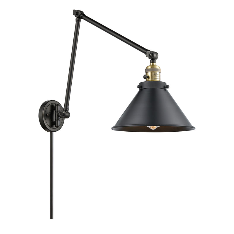 Briarcliff Swing Arm shown in the Black Antique Brass finish with a Matte Black shade