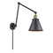 Appalachian Swing Arm shown in the Black Antique Brass finish with a Matte Black shade