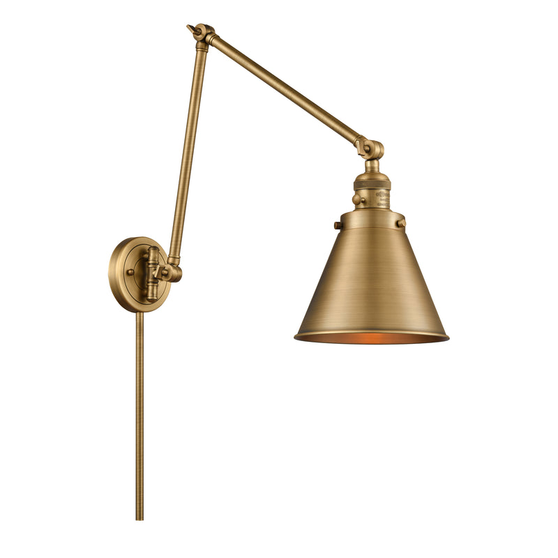 Appalachian Swing Arm shown in the Brushed Brass finish with a Brushed Brass shade