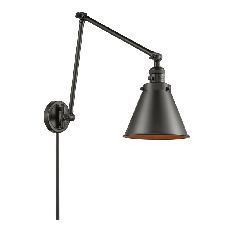 Appalachian Swing Arm shown in the Oil Rubbed Bronze finish with a Oil Rubbed Bronze shade