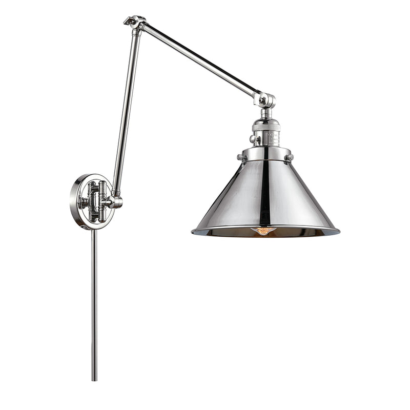 Briarcliff Swing Arm shown in the Polished Chrome finish with a Polished Chrome shade