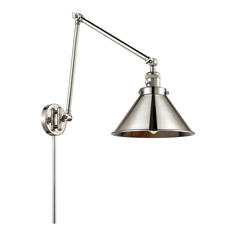 Briarcliff Swing Arm shown in the Polished Nickel finish with a Polished Nickel shade