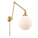 Beacon Swing Arm shown in the Satin Gold finish with a Matte White shade