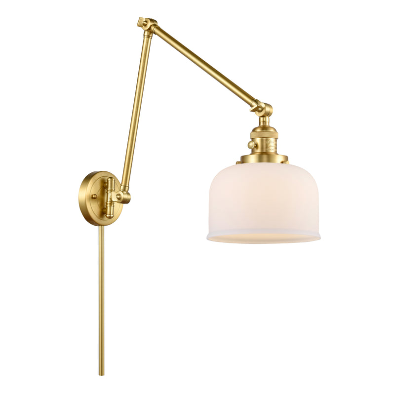 Bell Swing Arm shown in the Satin Gold finish with a Matte White shade