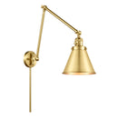 Appalachian Swing Arm shown in the Satin Gold finish with a Satin Gold shade