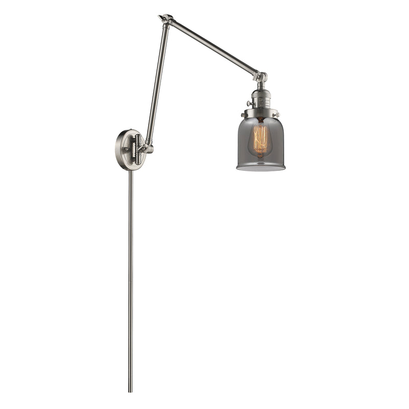 Bell Swing Arm shown in the Brushed Satin Nickel finish with a Plated Smoke shade