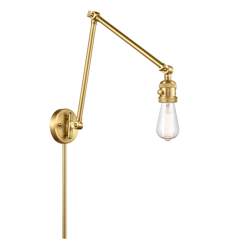 Bare Bulb Swing Arm shown in the Satin Gold finish