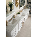 James Martin De Soto 118" Double Vanity Set Bright White with Makeup Table 3 cm Carrara Marble Top 825-V118-BW-DU-CAR