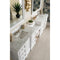 James Martin De Soto 118" Double Vanity Set Bright White with Makeup Table 3 cm Carrara Marble Top 825-V118-BW-DU-CAR