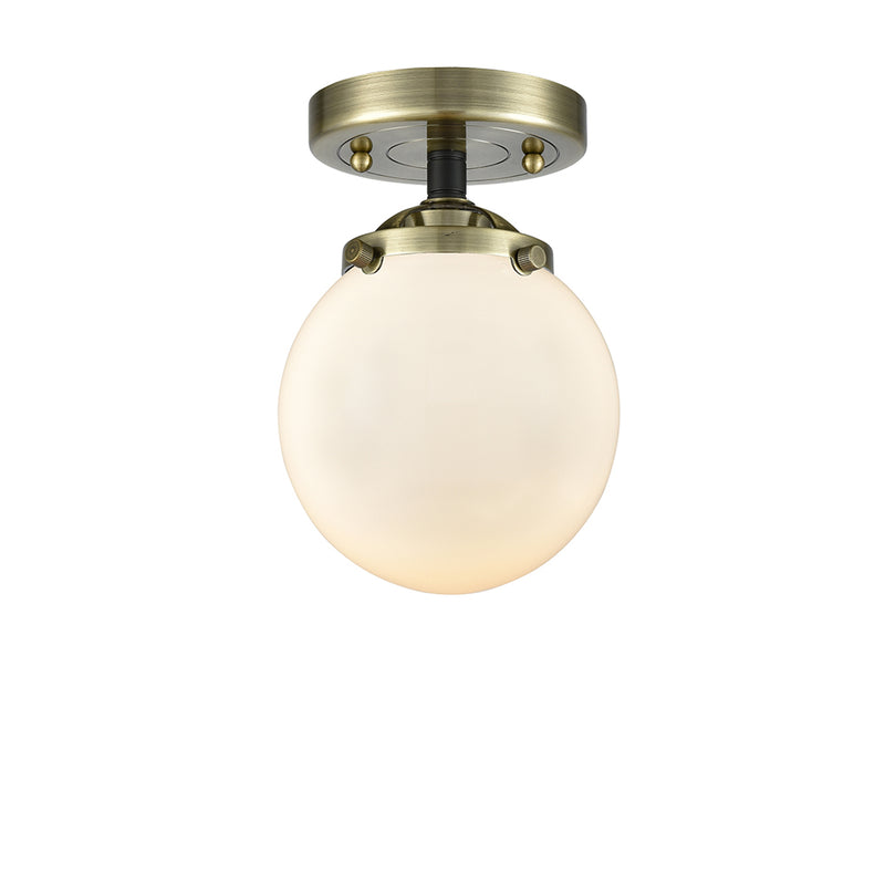 Beacon Semi-Flush Mount shown in the Black Antique Brass finish with a Matte White shade