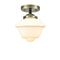 Oxford Semi-Flush Mount shown in the Black Antique Brass finish with a Matte White shade