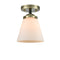 Cone Semi-Flush Mount shown in the Black Antique Brass finish with a Matte White shade