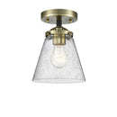 Cone Semi-Flush Mount shown in the Black Antique Brass finish with a Seedy shade