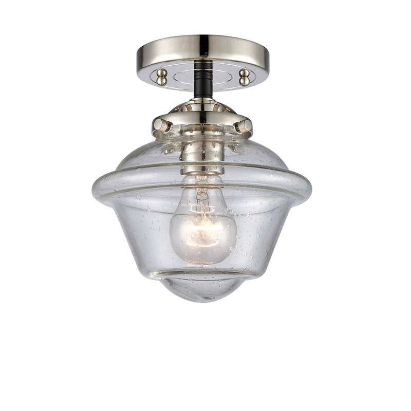 Oxford Semi-Flush Mount shown in the Black Polished Nickel finish with a Seedy shade