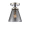 Cone Semi-Flush Mount shown in the Black Polished Nickel finish with a Plated Smoke shade