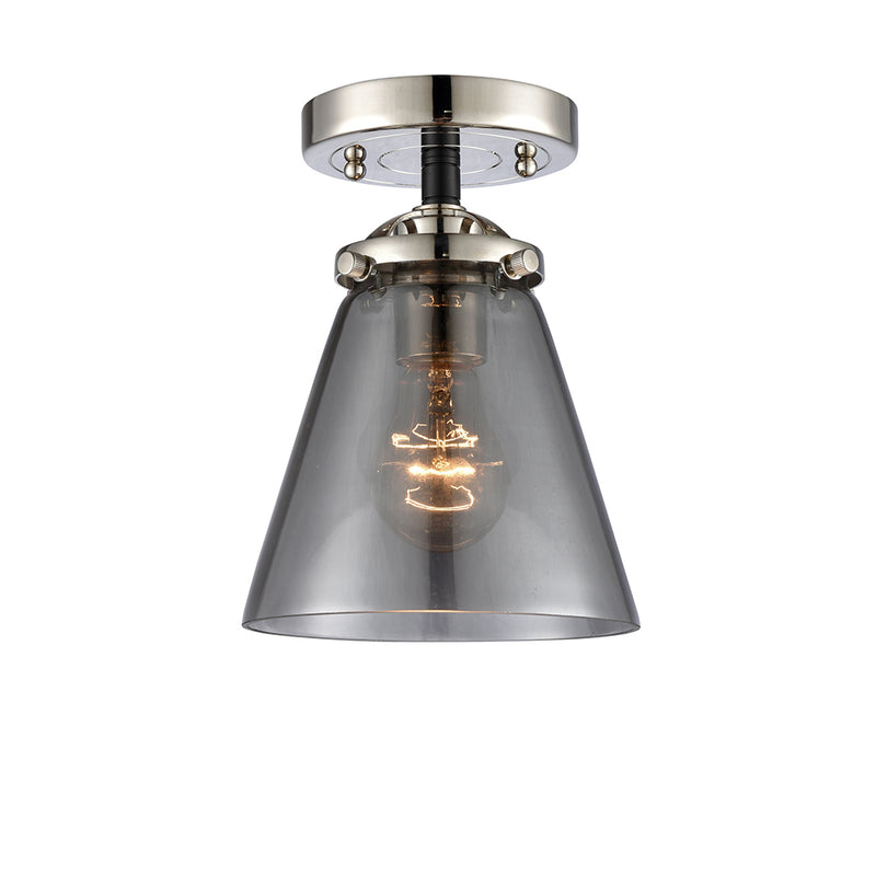 Cone Semi-Flush Mount shown in the Black Polished Nickel finish with a Plated Smoke shade