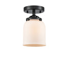 Bell Semi-Flush Mount shown in the Oil Rubbed Bronze finish with a Matte White shade