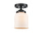 Bell Semi-Flush Mount shown in the Oil Rubbed Bronze finish with a Matte White shade