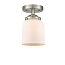 Bell Semi-Flush Mount shown in the Brushed Satin Nickel finish with a Matte White shade