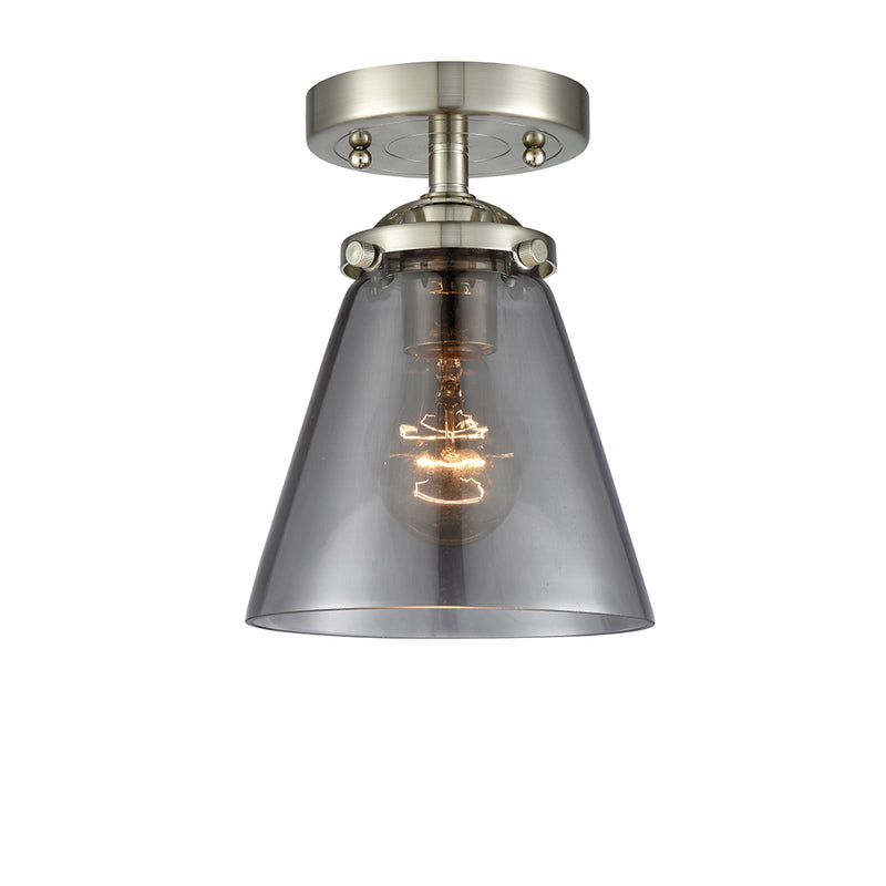 Cone Semi-Flush Mount shown in the Brushed Satin Nickel finish with a Plated Smoke shade