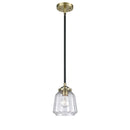 Chatham Mini Pendant shown in the Black Antique Brass finish with a Clear shade